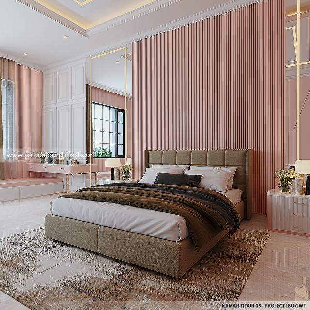 Desain Kamar Tidur 3 Rumah Klasik 2 Lantai Ibu GWT di Jambi