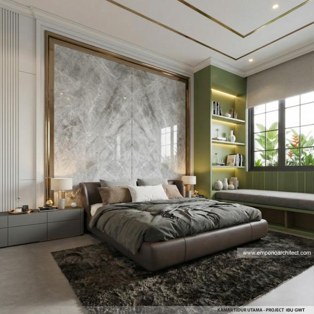 Desain Kamar Tidur Utama Rumah Klasik 2 Lantai Ibu GWT di Jambi