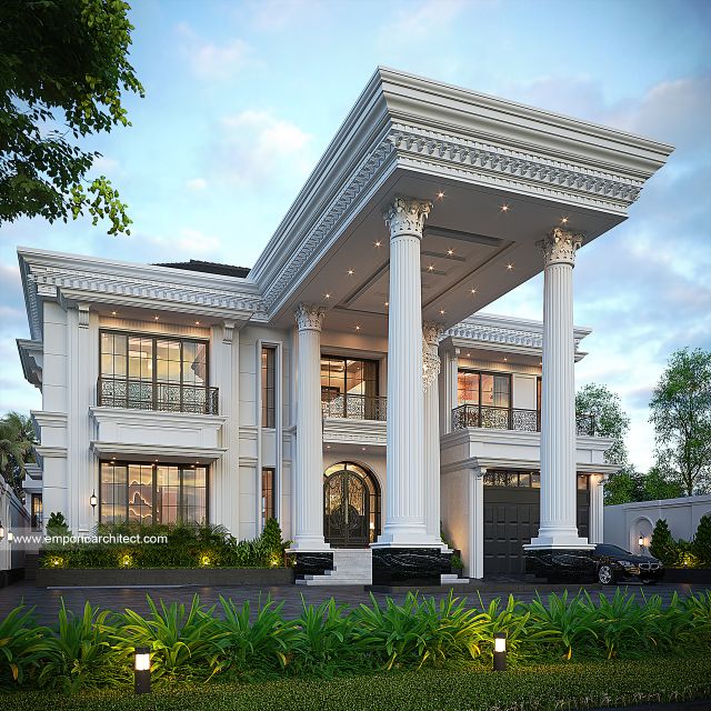 Desain Tampak Depan 3 Rumah Klasik 2 Lantai Ibu GWT di Jambi