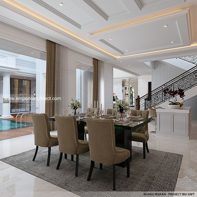 Desain Ruang Makan Rumah Klasik 2 Lantai Ibu GWT di Jambi