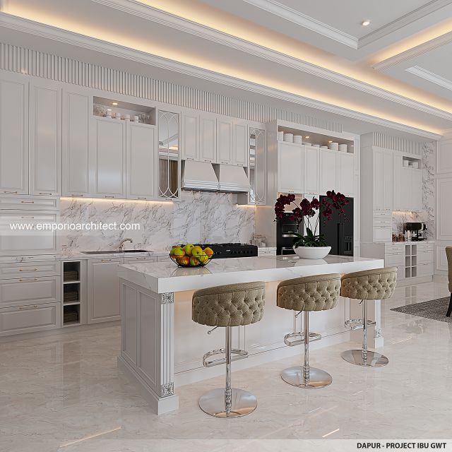 Desain Dapur Rumah Klasik 2 Lantai Ibu GWT di Jambi