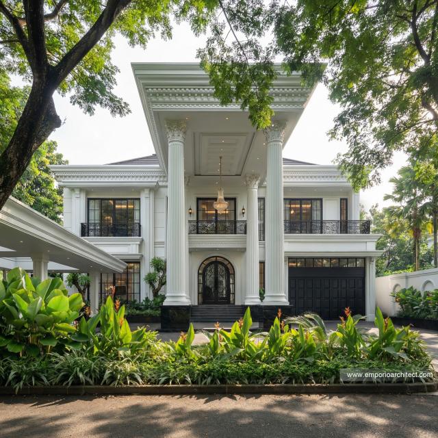 Desain Tampak Depan 3 Rumah Klasik 2 Lantai Ibu GWT di Jambi