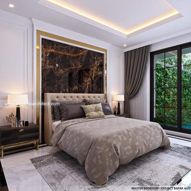 Desain Kamar Tidur Utama Rumah Klasik 2 Lantai Bapak AGG di Tebet, Jakarta Selatan