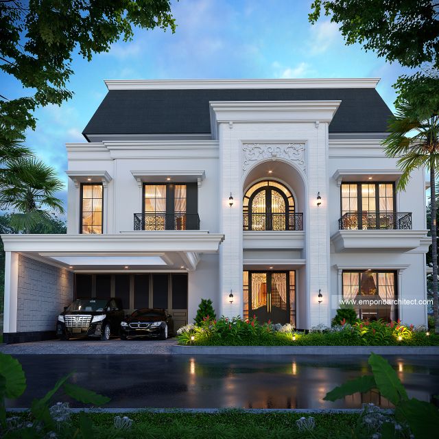 Desain Tampak Depan Rumah Klasik 2 Lantai Bapak AGG di Tebet, Jakarta Selatan