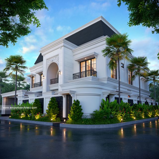 Desain Tampak Hook Rumah Klasik 2 Lantai Bapak AGG di Tebet, Jakarta Selatan