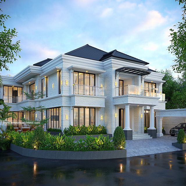 Desain Tampak Hook Rumah Klasik 2 Lantai Bapak HDI di Jember