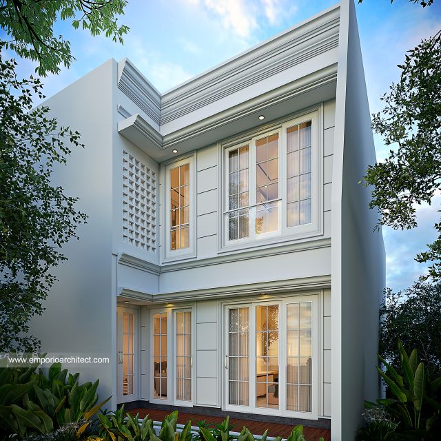 Desain Tampak Belakang Rumah Klasik 2 Lantai Ibu RK di Surabaya