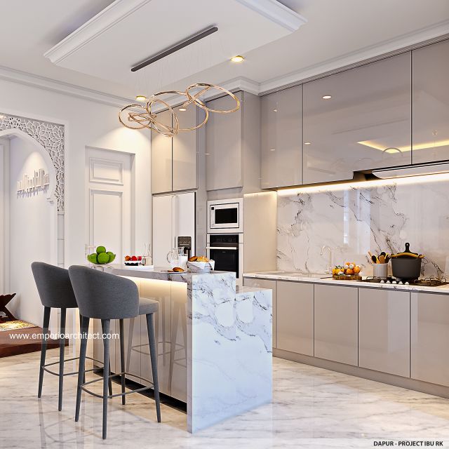 Desain Dapur Rumah Klasik 2 Lantai Ibu RK di Surabaya