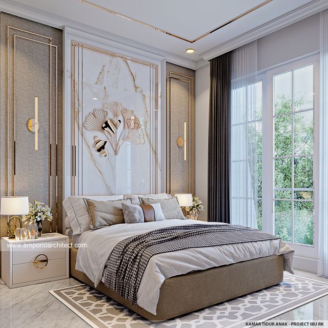 Desain Kamar Tidur Anak Rumah Klasik 2 Lantai Ibu RK di Surabaya