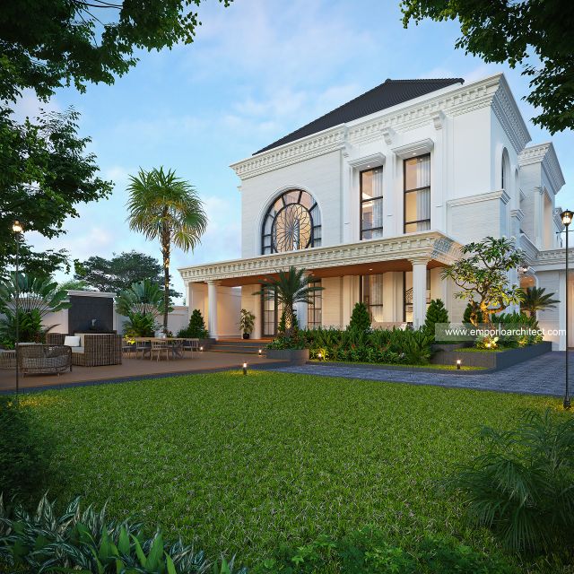 Desain Tampak Samping Rumah Klasik 2 Lantai Bapak ALJ di Kalimantan Timur