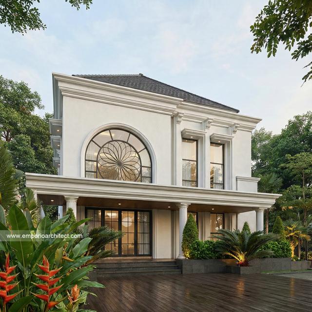 Desain Tampak Samping 2 Rumah Klasik 2 Lantai Bapak ALJ di Kalimantan Timur