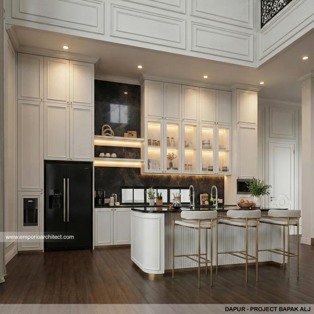 Desain Dapur Rumah Klasik 2 Lantai Bapak ALJ di Kalimantan Timur