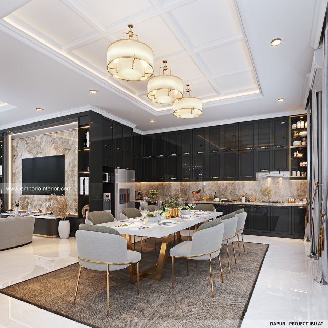Desain Dapur Rumah Klasik 2 Lantai Ibu AT di Jakarta Selatan