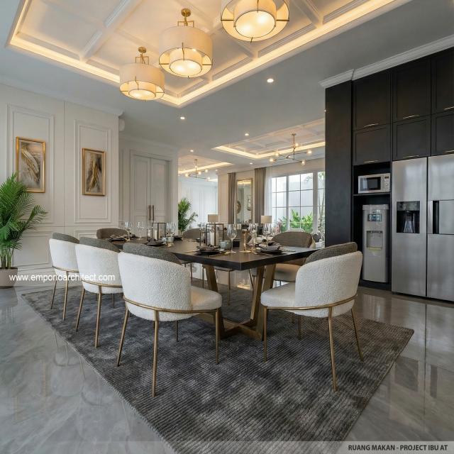Desain Ruang Makan Rumah Klasik 2 Lantai Ibu AT di Jakarta Selatan