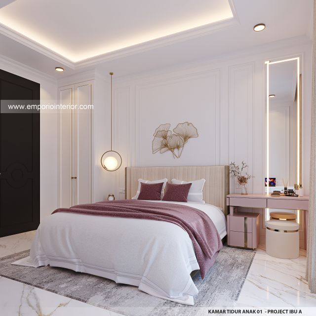 Desain Kamar Tidur Anak 1 Rumah Mediteran Klasik 2 Lantai Ibu A di Lombok, Nusa Tenggara Barat
