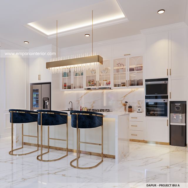 Desain Dapur Rumah Mediteran Klasik 2 Lantai Ibu A di Lombok, Nusa Tenggara Barat