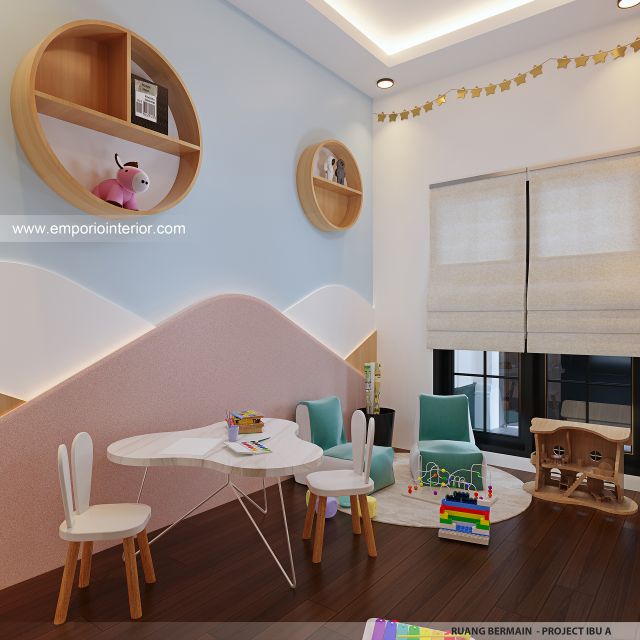 Desain Ruang Bermain Rumah Mediteran Klasik 2 Lantai Ibu A di Lombok, Nusa Tenggara Barat