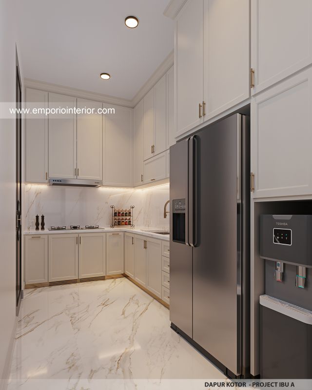 Desain Dapur Kotor Rumah Mediteran Klasik 2 Lantai Ibu A di Lombok, Nusa Tenggara Barat