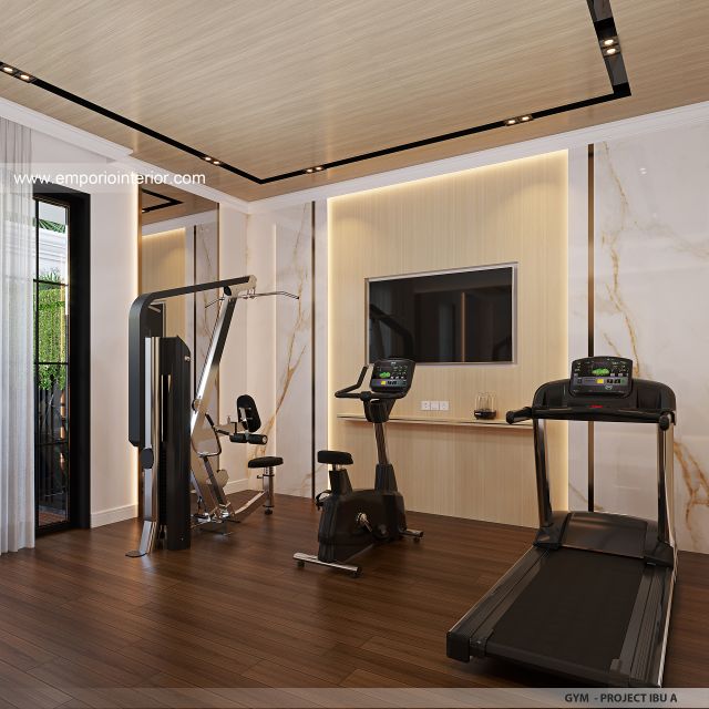 Desain Ruang Gym Rumah Mediteran Klasik 2 Lantai Ibu A di Lombok, Nusa Tenggara Barat