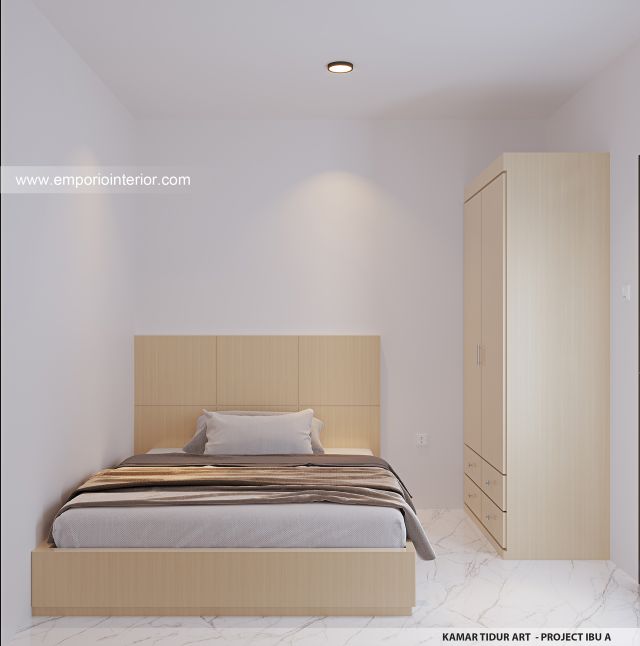 Desain Kamar Tidur ART Rumah Mediteran Klasik 2 Lantai Ibu A di Lombok, Nusa Tenggara Barat