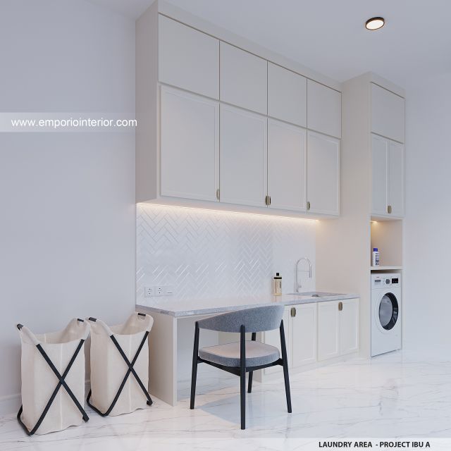 Desain Laundry Area Rumah Mediteran Klasik 2 Lantai Ibu A di Lombok, Nusa Tenggara Barat