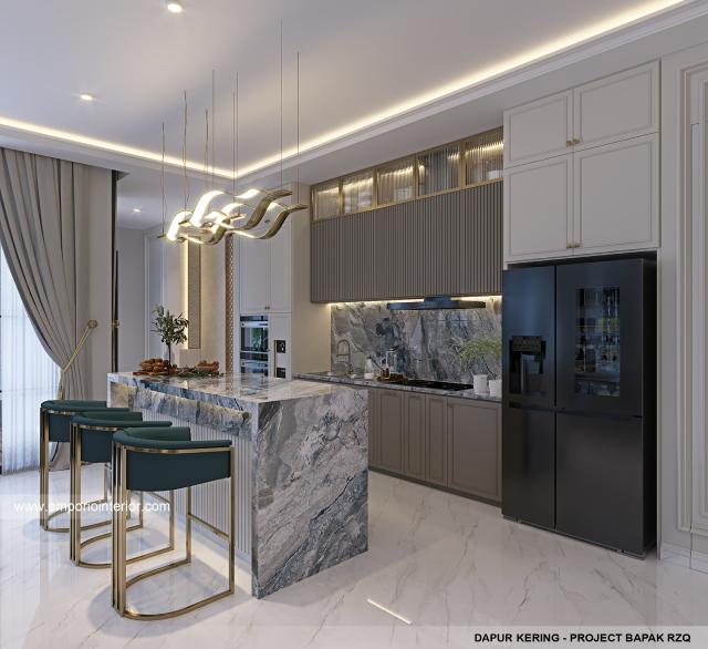 Desain Dapur Kering Rumah Klasik Mediteran 2 Lantai Bapak RZQ di Batang, Jawa Tengah