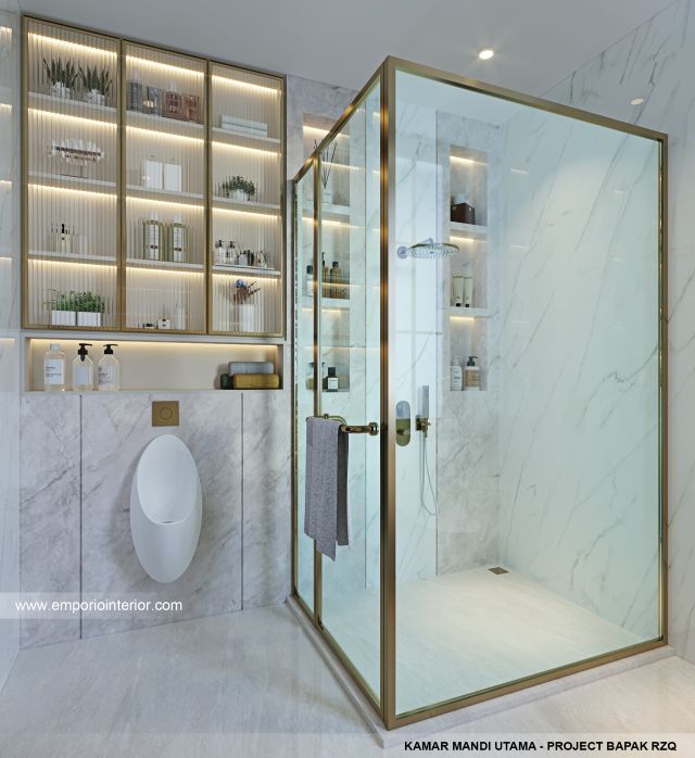 Desain Kamar Mandi Utama Rumah Klasik Mediteran 2 Lantai Bapak RZQ di Batang, Jawa Tengah
