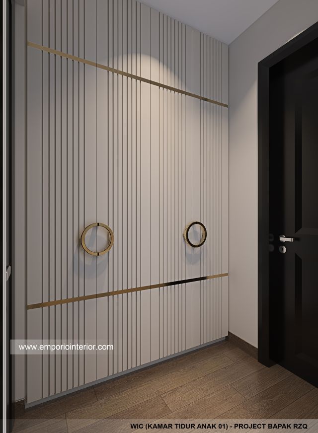 Desain WIC Kamar Tidur Anak 1 Rumah Klasik Mediteran 2 Lantai Bapak RZQ di Batang, Jawa Tengah