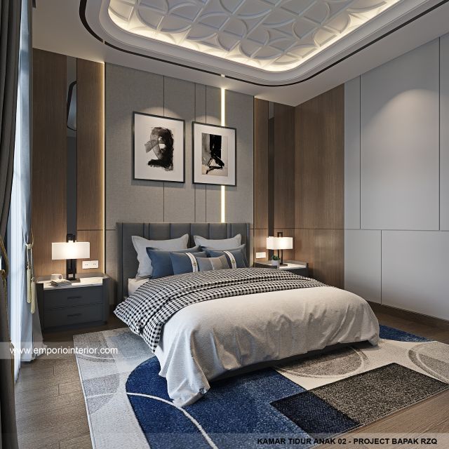 Desain Kamar Tidur Anak 2 Rumah Klasik Mediteran 2 Lantai Bapak RZQ di Batang, Jawa Tengah