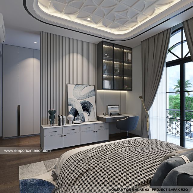 Desain Kamar Tidur Anak 2 Rumah Klasik Mediteran 2 Lantai Bapak RZQ di Batang, Jawa Tengah