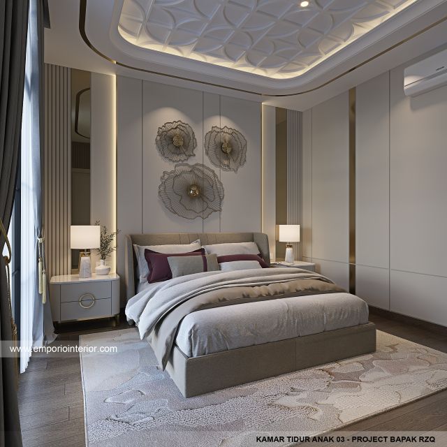 Desain Kamar Tidur Anak 3 Rumah Klasik Mediteran 2 Lantai Bapak RZQ di Batang, Jawa Tengah