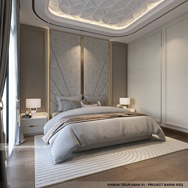 Desain Kamar Tidur Anak 1 Rumah Klasik Mediteran 2 Lantai Bapak RZQ di Batang, Jawa Tengah