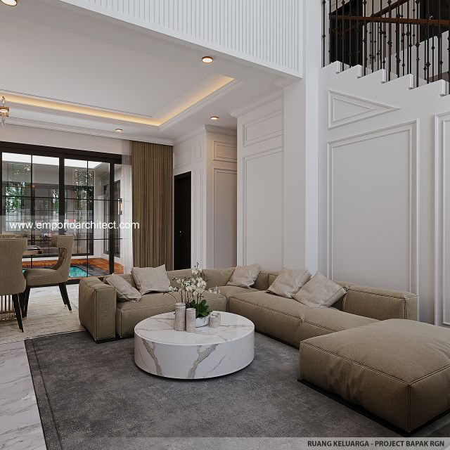 Desain Ruang Keluarga Rumah Klasik 2 Lantai Bapak RGN di Palembang