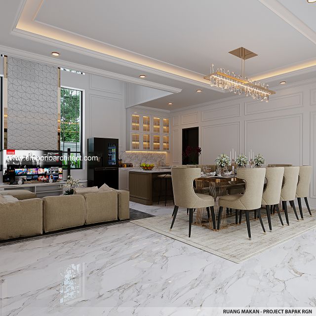 Desain Ruang Makan Rumah Klasik 2 Lantai Bapak RGN di Palembang