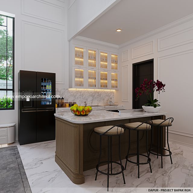 Desain Dapur Rumah Klasik 2 Lantai Bapak RGN di Palembang