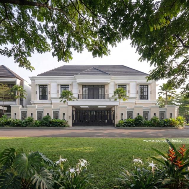 Desain Tampak Depan 2 Rumah Klasik 2 Lantai Bapak RGN di Palembang