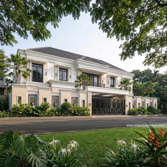 Desain Tampak Depan 3 Rumah Klasik 2 Lantai Bapak RGN di Palembang
