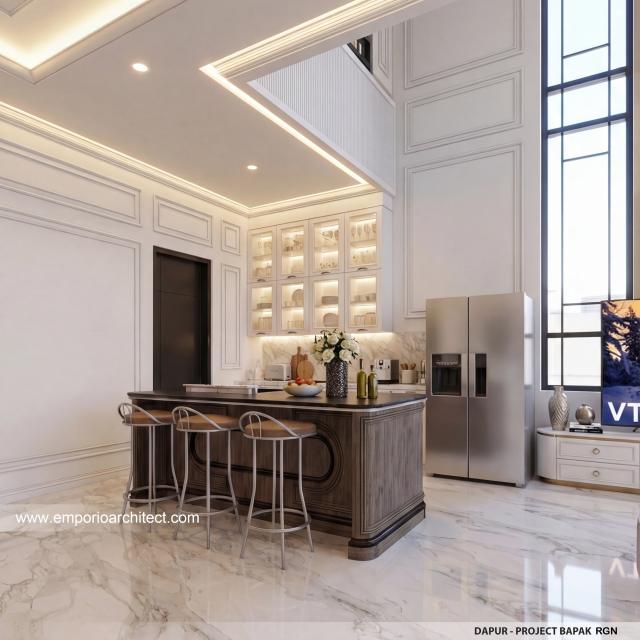 Desain Dapur Rumah Klasik 2 Lantai Bapak RGN di Palembang