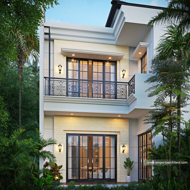 Desain Tampak Belakang Rumah Klasik 2 Lantai Ibu STY di Denpasar, Bali