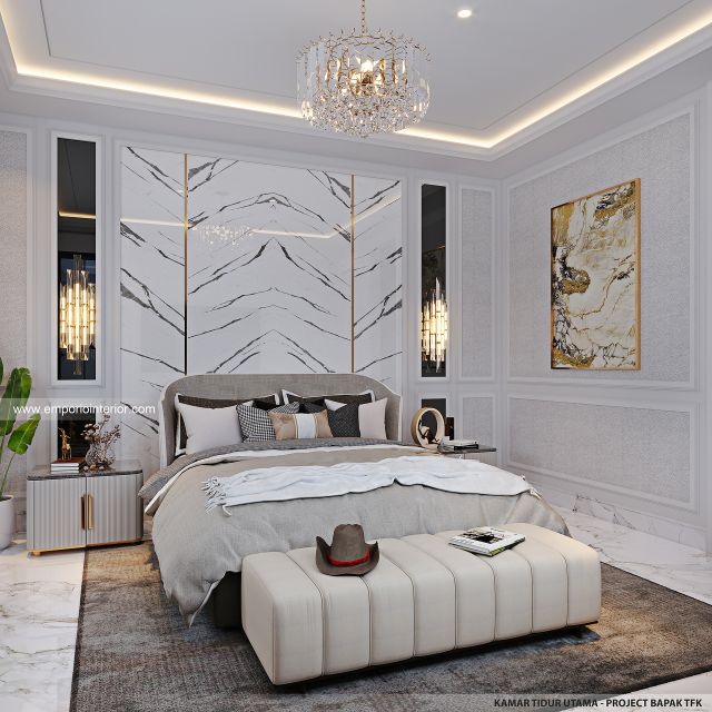 Desain Kamar Tidur Utama Rumah Klasik 2 Lantai Bapak TFK di Yogyakarta