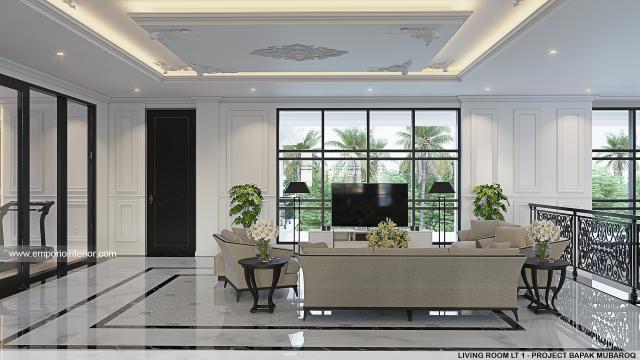 Desain Ruang Keluarga Lt 1 Rumah Klasik 2 Lantai Bapak Mubaroq di Jambi