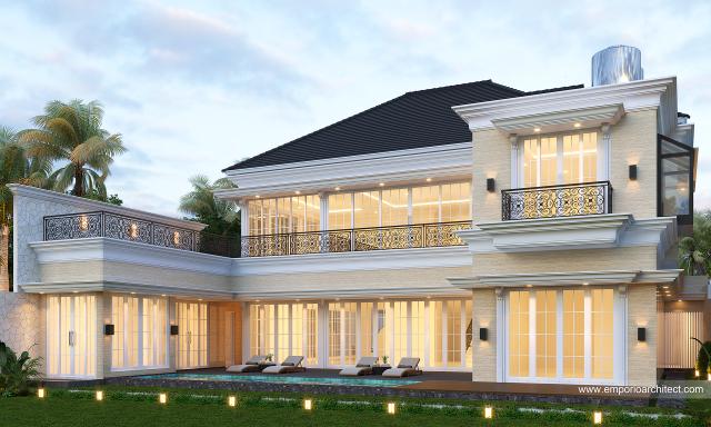 Desain Tampak Belakang Rumah Klasik 2 Lantai Ibu ANS di Jakarta
