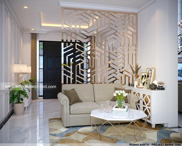 Desain Ruang Santai Rumah Klasik 2.5 Lantai Bapak TNO di Medan, Sumatera Utara