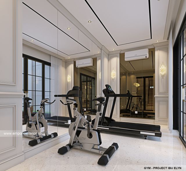 Desain Ruang Gym Rumah Klasik 2.5 Lantai Ibu ELN di Palembang
