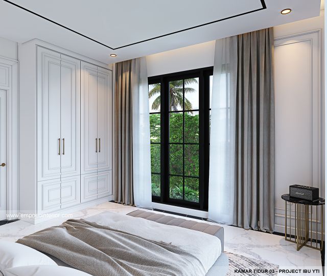 Desain Kamar Tidur 3 Rumah Klasik 2.5 Lantai Ibu YTI di Jakarta