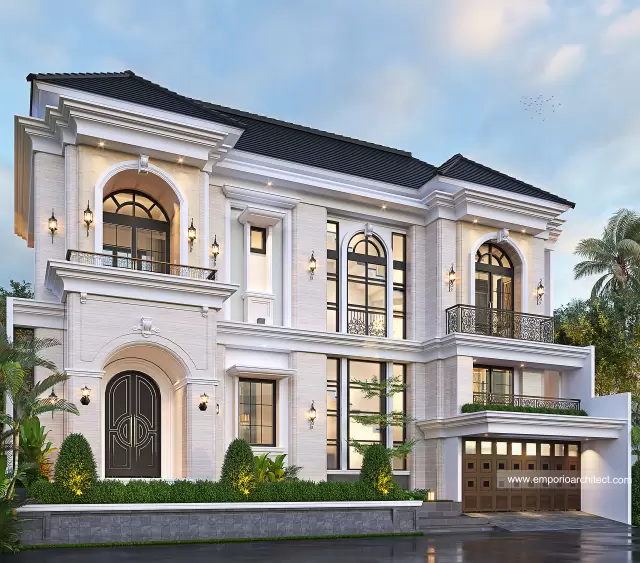Desain Rumah Mediteran Klasik 2.5 Lantai Mr. NGM di India - Tampak Depan
