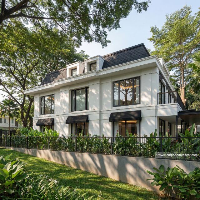 Desain Tampak Samping Rumah Klasik 3 Lantai Bapak E di Pasuruan, Jawa Timur