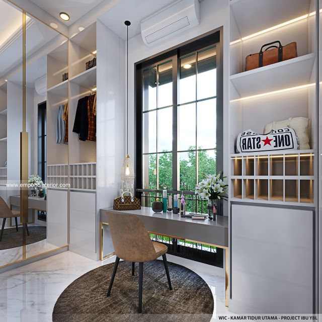 Desain WIC Kamar Tidur Utama Rumah Klasik 3 Lantai Ibu YBL di Jagakarsa, Jakarta Selatan