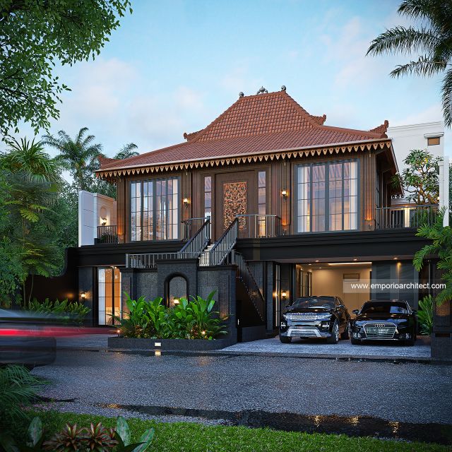 Desain Tampak Belakang Rumah Klasik 3 Lantai Ibu YBL di Jagakarsa, Jakarta Selatan