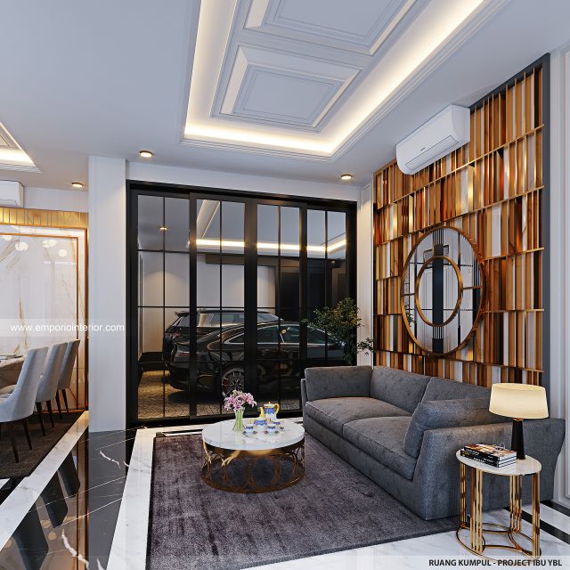 Desain Ruang Berkumpul Rumah Klasik 3 Lantai Ibu YBL di Jagakarsa, Jakarta Selatan